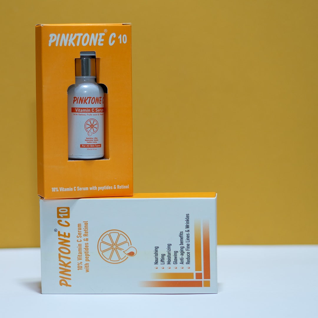 Pinktone C10 | 10% Vitamin C Serum with Peptides & Retinol | Anti-Aging, Lifting & Glowing Formula